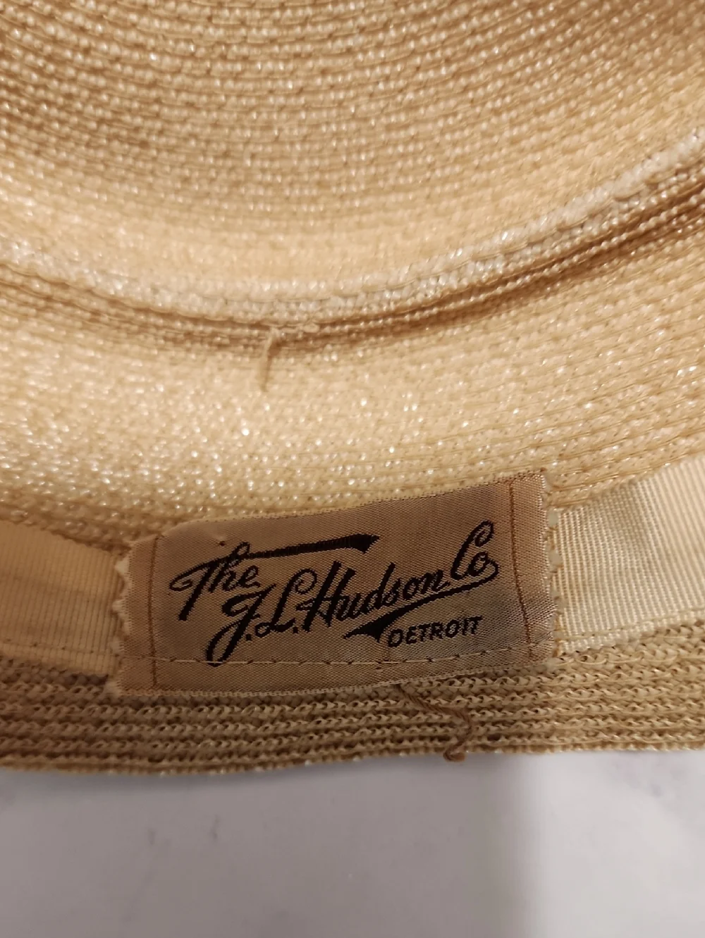 The J.L Hudson  Vintage Elegant Tan Women's Hat with Ribbon